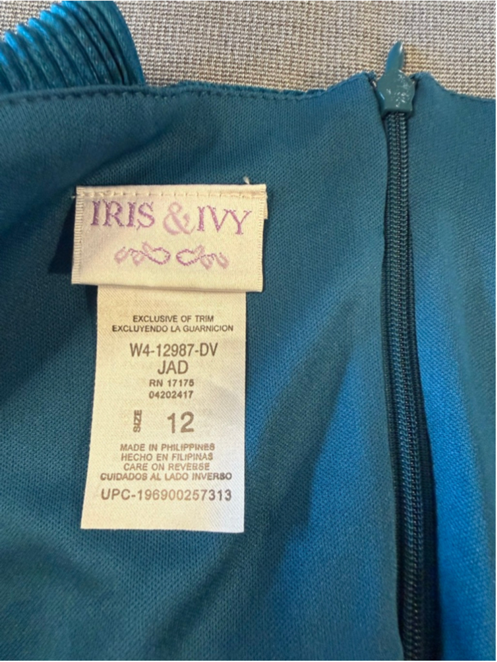 NWTs IRIS & IVY
Kids' Metallic Party Dress size 12 Teal - Picture 8 of 8
